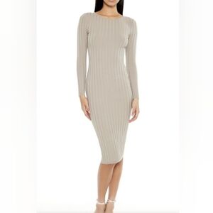 NWT Forever21 Nude Long-Sleeve Midi Sweater Dress Size XL